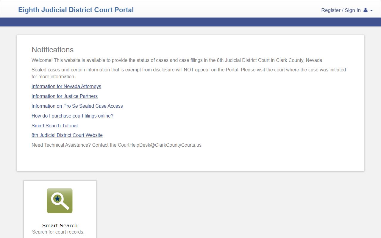 Clark County court records after jail arrest District Court portal