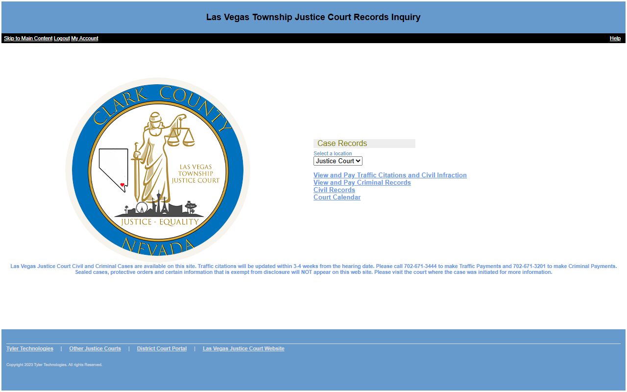 Clark County court records after arrest Las Vegas Justice Court search